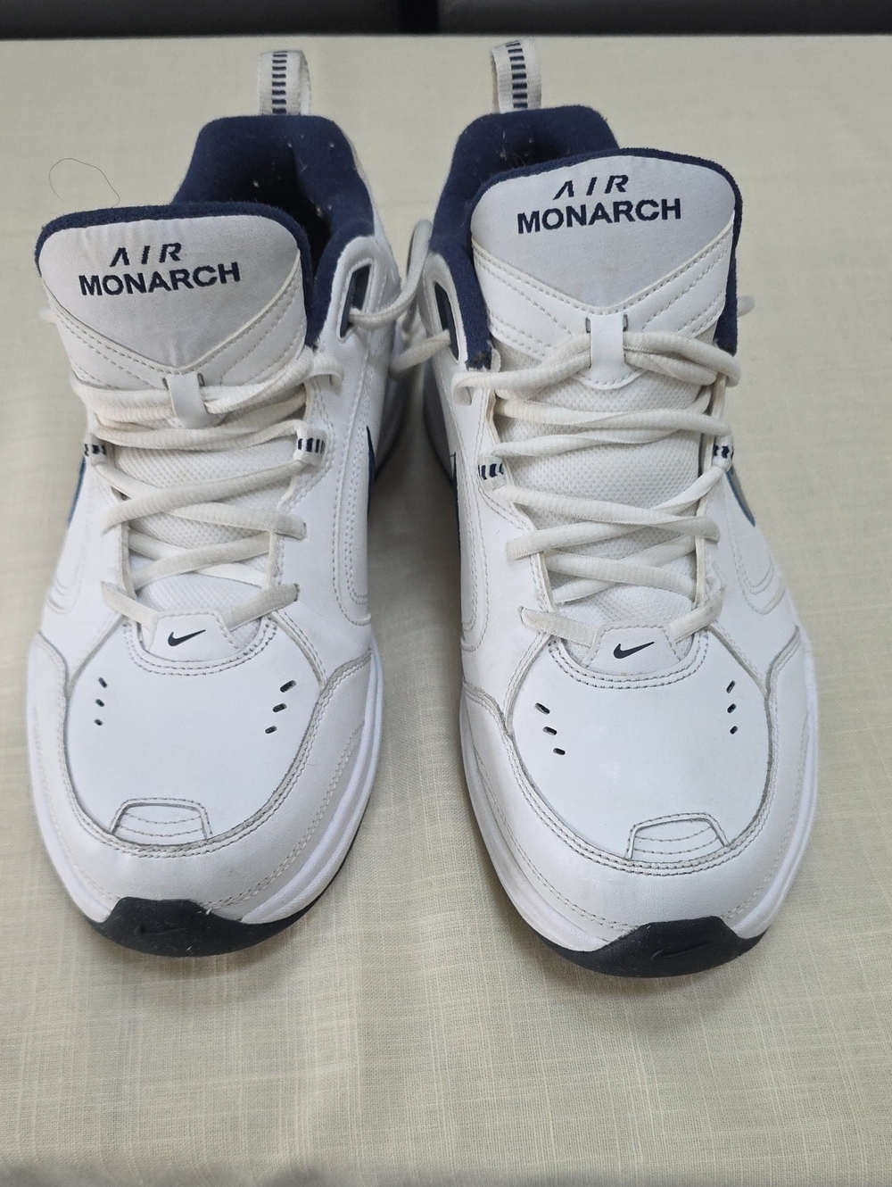 Nike Air Monarch Men’s White and Navy Training Sneakers